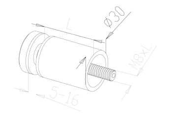 Glass Connectors - Model 4010 - Long CAD Drawing